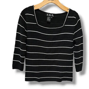 J.A.C. Women's black striped square neckline Blouse - medium